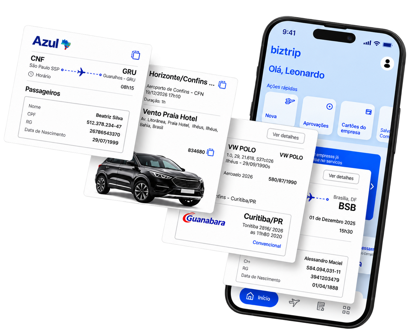 Mockup da plataforma Biztrip Viagens