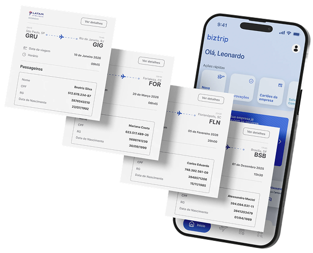 Mockup da plataforma Biztrip Viagens